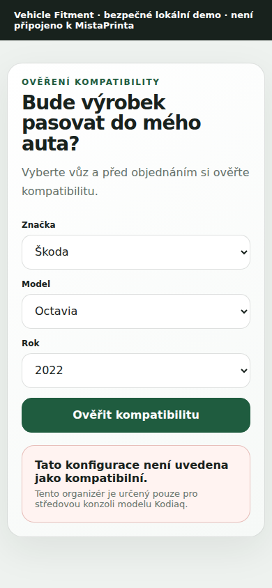 Mobile layout with a not-listed result